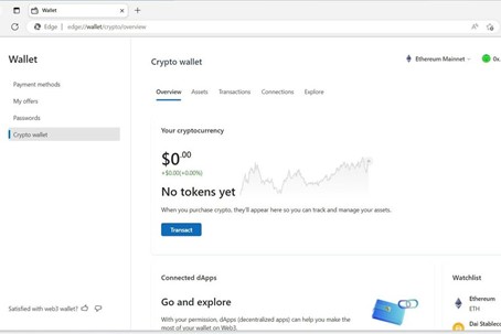 Crypto, microsoft, edge, crypto wallet